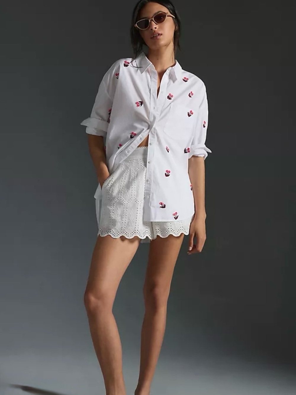 NWTs Anthropologie Maeve | The Bennet Embroidered Cherry Buttondown Shirt XL